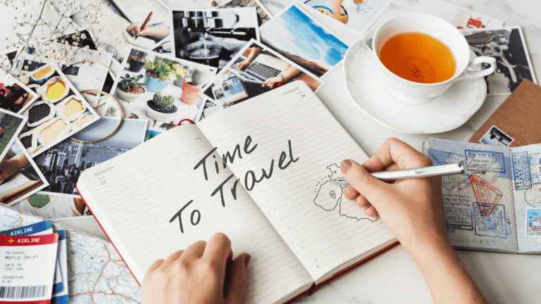 A traveller preparing for a trip by compiling travel documents, tips for travel, and the best travel insurance quote